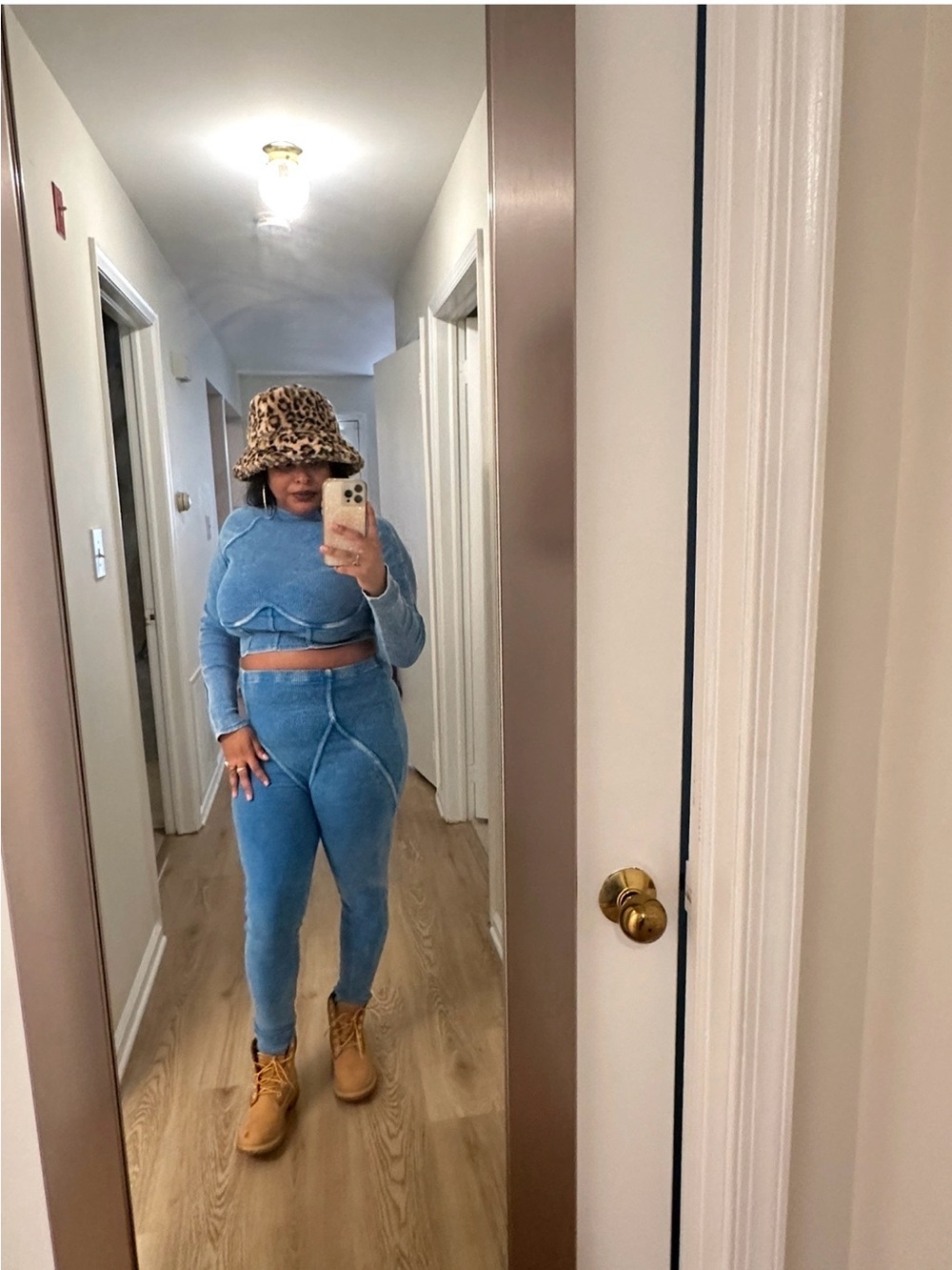 Fashion Nova Blue Ribbed Knit Two-Piece Jumpsuit